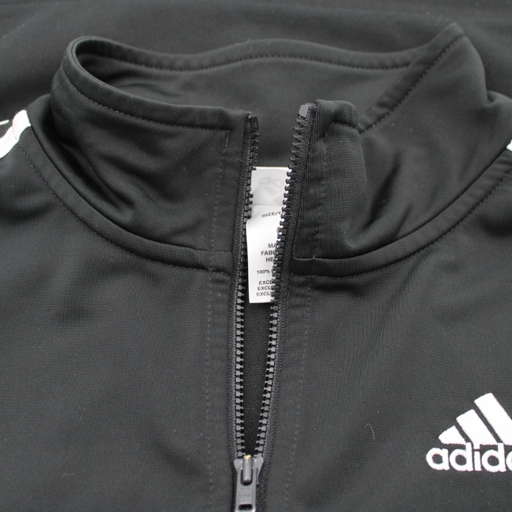 Adidas Boys Youth M (10/12) Black Track Jacket 3-Stripes Full Zip - Picture 3 of 8